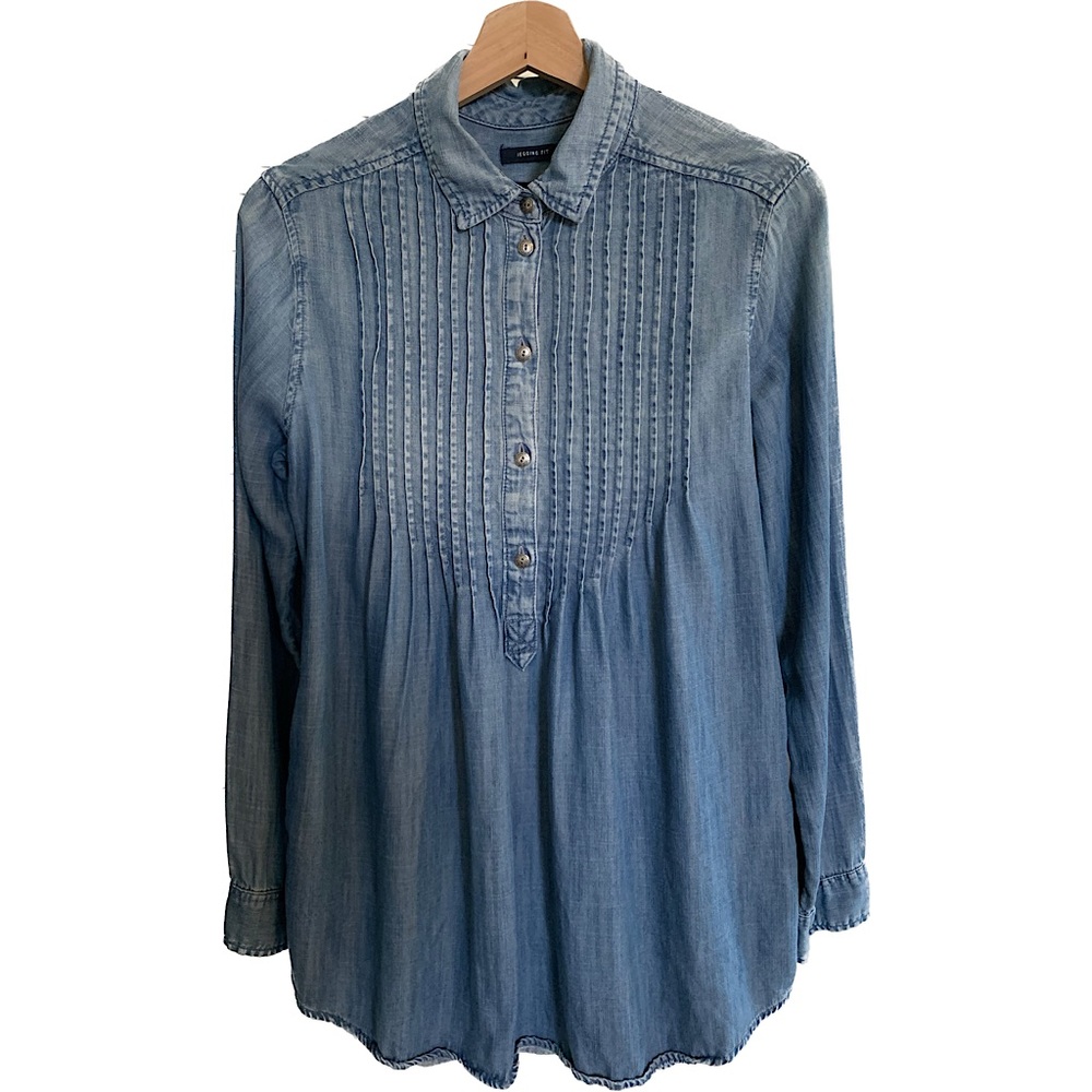 Long Denim Chambray Shirt American Eagle